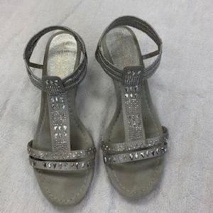 Silver Newport Open Toe Wedge